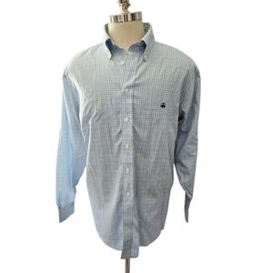 Brooks Brothers Checkered Window Pane Plaid Cotton Men's Shirt Button Down Logo